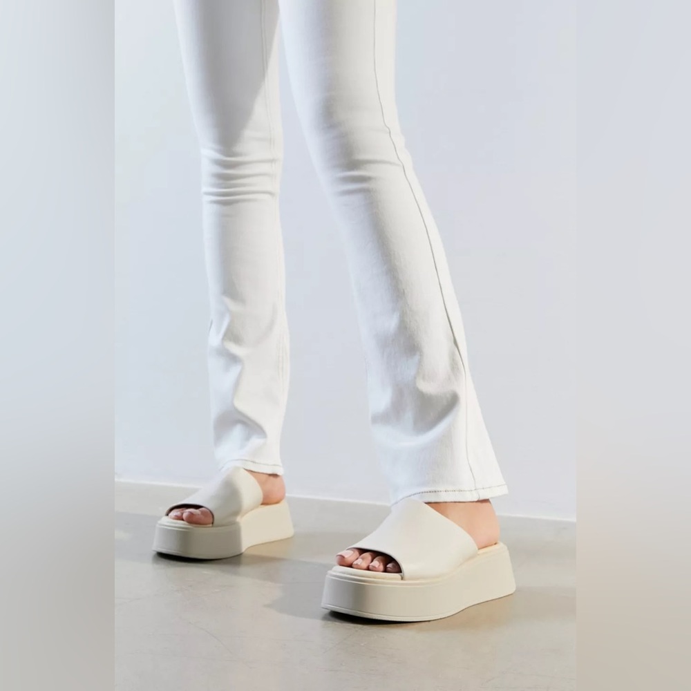 Vagabond Cream Platform Slide Sandals